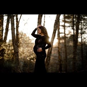 BCBGMaxAzria lace maxi maternity dress